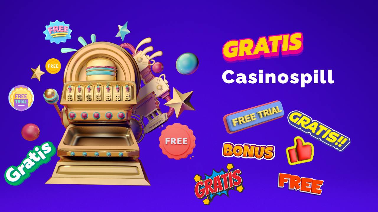 Illustrasjon av casinospill med gratismerker – Utforsk spennende gratis casinospill.