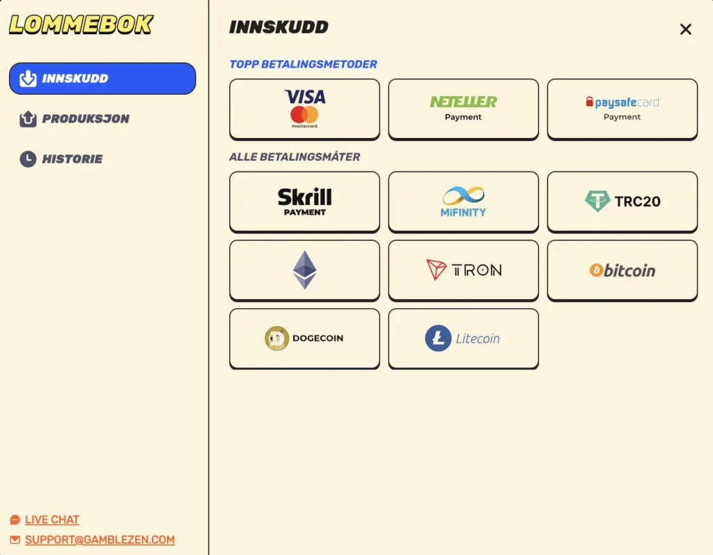 innskuddsmetoder på gamblezen casino 